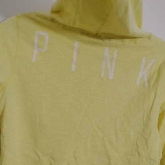 PINK Victoria's Secret Light Yellow Pullover Heart Hooded Sweatshirt Top - Picture 11 of 16